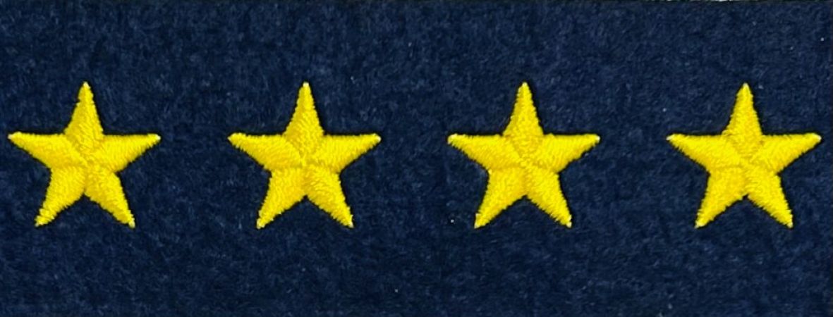 STAR HASH MARKS - 5/8" - MEDIUM GOLD on NAVY FELT - SEW ON.
